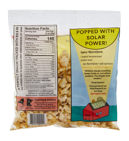 Bjorn Qorn Spicy Popcorn Bags - 15-Pack x 1oz Bag case