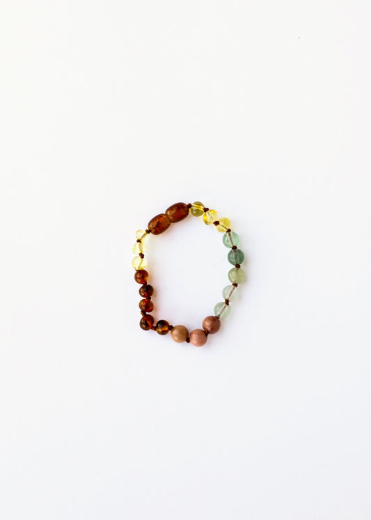 Raw Baltic Sea Amber + Stone Rainbow || Anklet • Bracelet