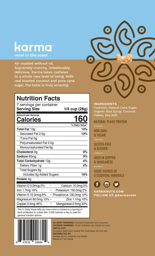 Karma Toasted Coconut Roasted Cashews