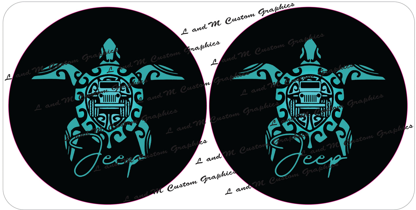 Teal turtles headlight decals