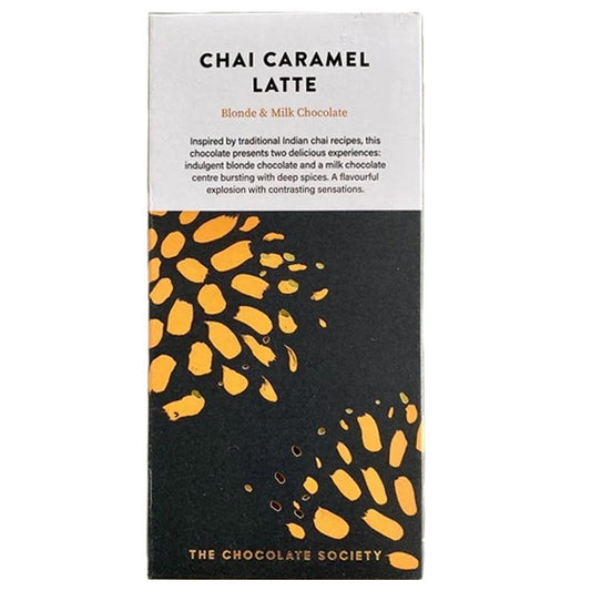 The Chocolate Society - 'Chai Caramel Latte' Blonde & Milk Chocolate Bar (80G)