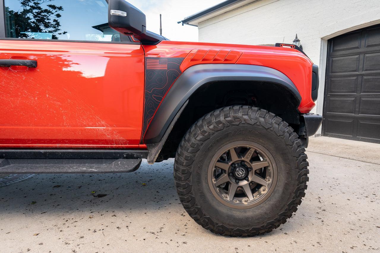 Topo American Flag Fender Overlays (Clear) - 2022+ Bronco Raptor