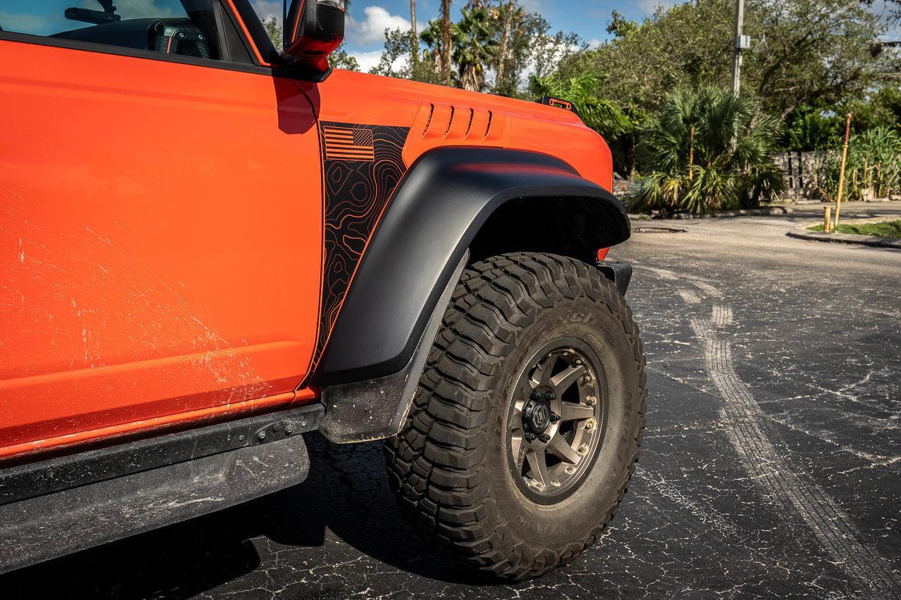 Topo American Flag Fender Overlays (Clear) - 2022+ Bronco Raptor