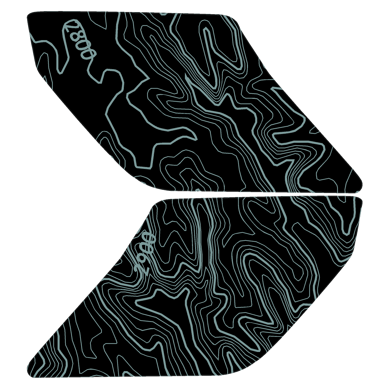 Topo Interior Sun Visor Overlays (Printed Series) - 2021+ Bronco (NO Homelink)