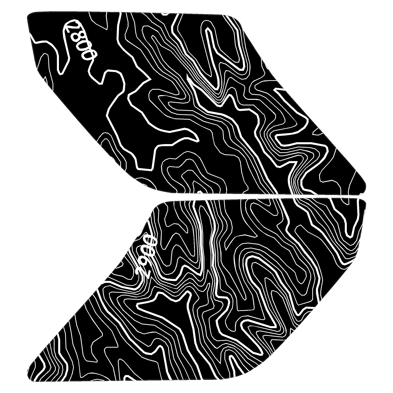 Topo Interior Sun Visor Overlays (Printed Series) - 2021+ Bronco (NO Homelink)