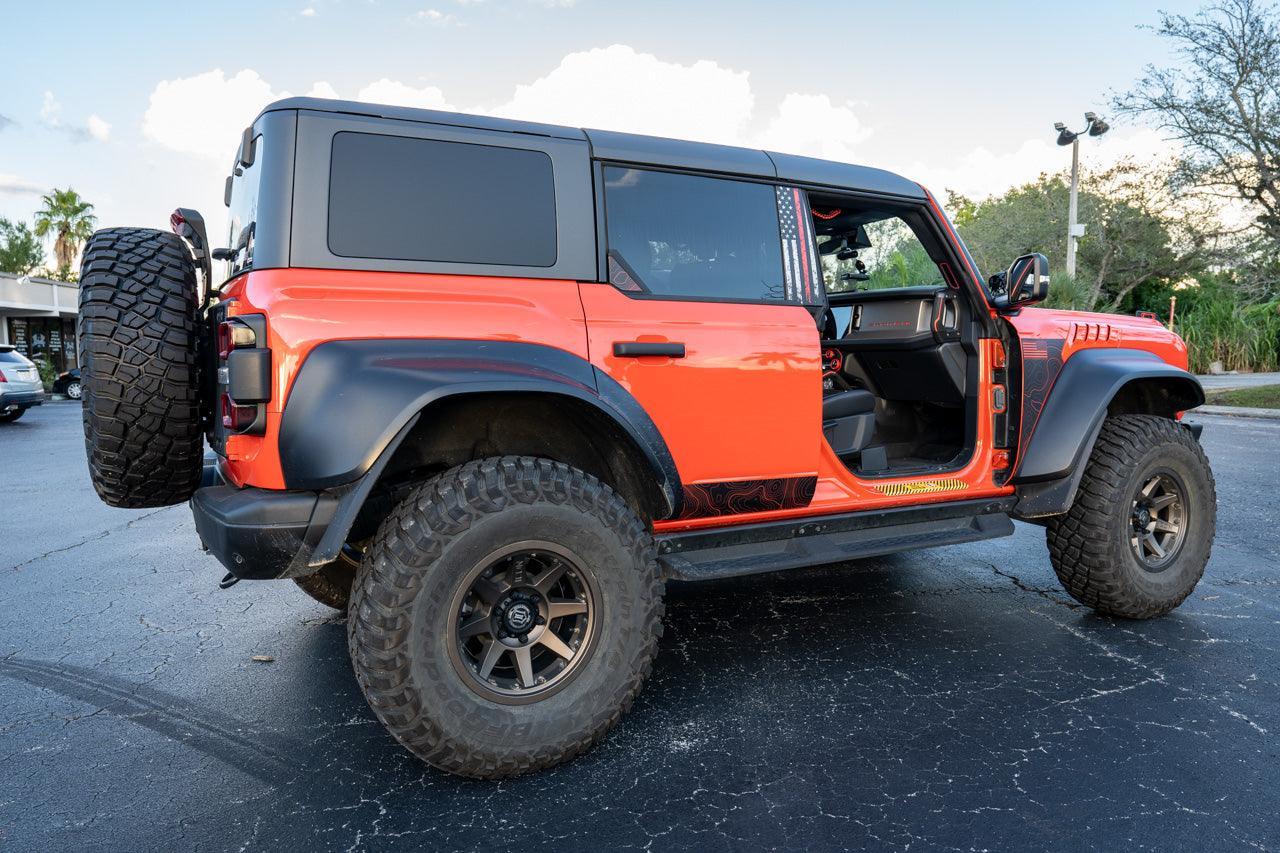 Topo Rear Window Triangle Overlay (Printed Series) - 2021+ Bronco 4 Door