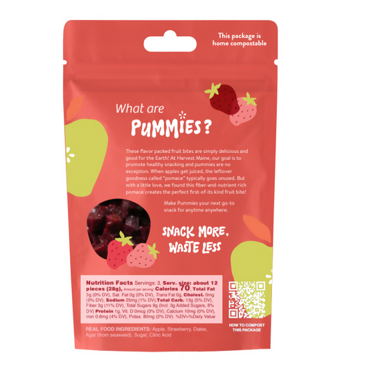 Harvest Maine Strawberry Apple Pummies Fruit Bites Bag, Upcycled - 8 bags x 3oz case