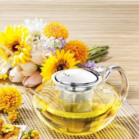 Wilmax Porcelain Thermo Glass Teapot 52 Fl Oz | High temperature and shock resistant