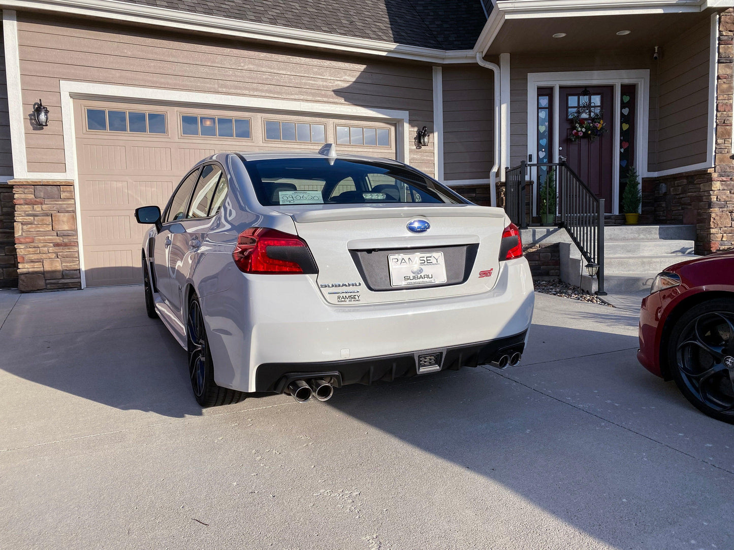 V1 3D Carbon License Plate Panel Black Out Overlays - 2015-2020 Subaru WRX / STI