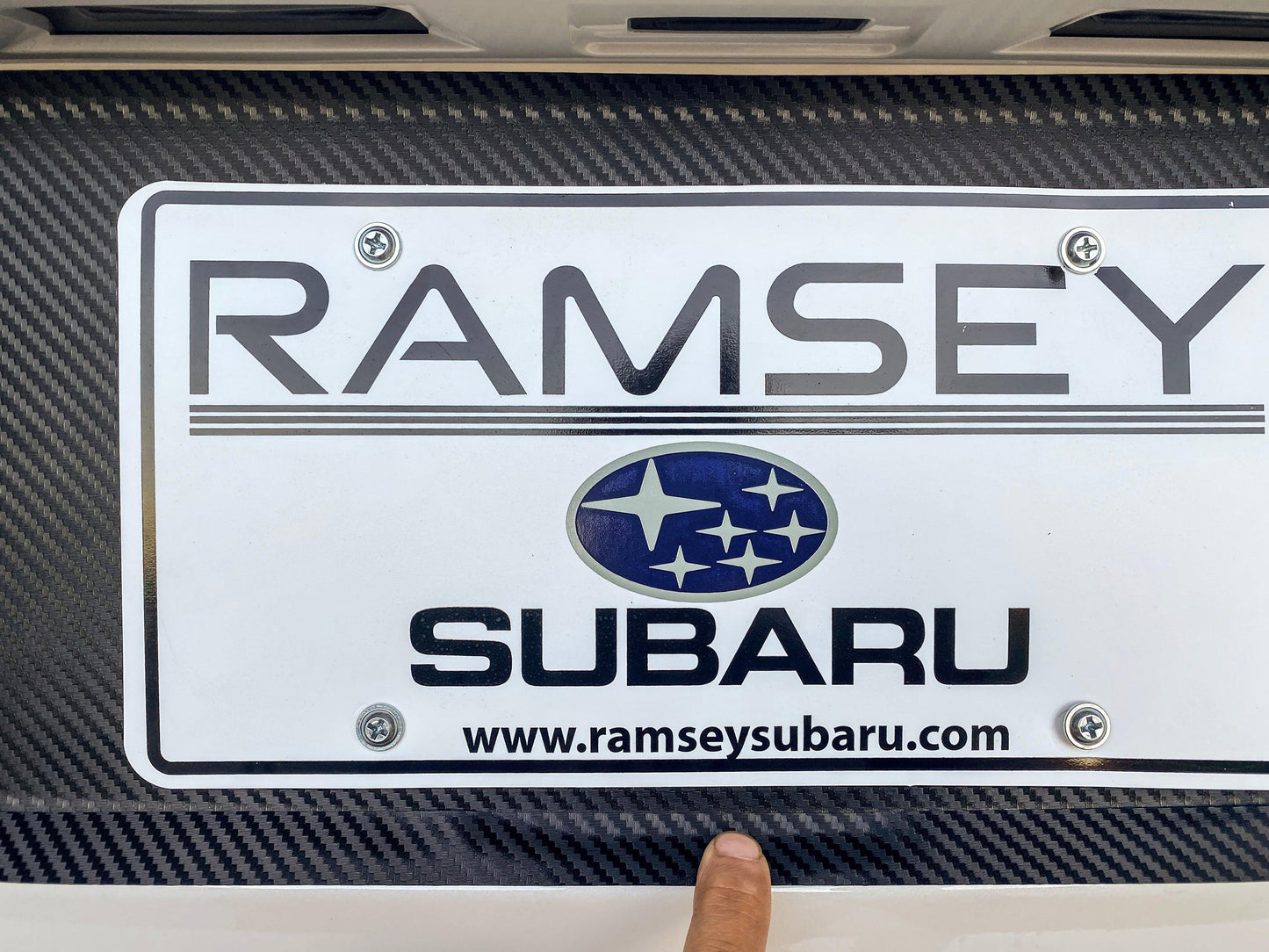 V1 3D Carbon License Plate Panel Black Out Overlays - 2015-2020 Subaru WRX / STI