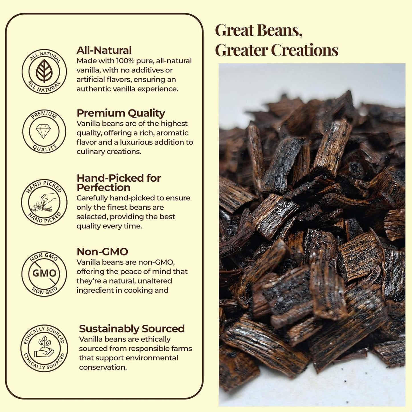 Vanilla Bean Cuts Grade B 1lb for Extract & Baking