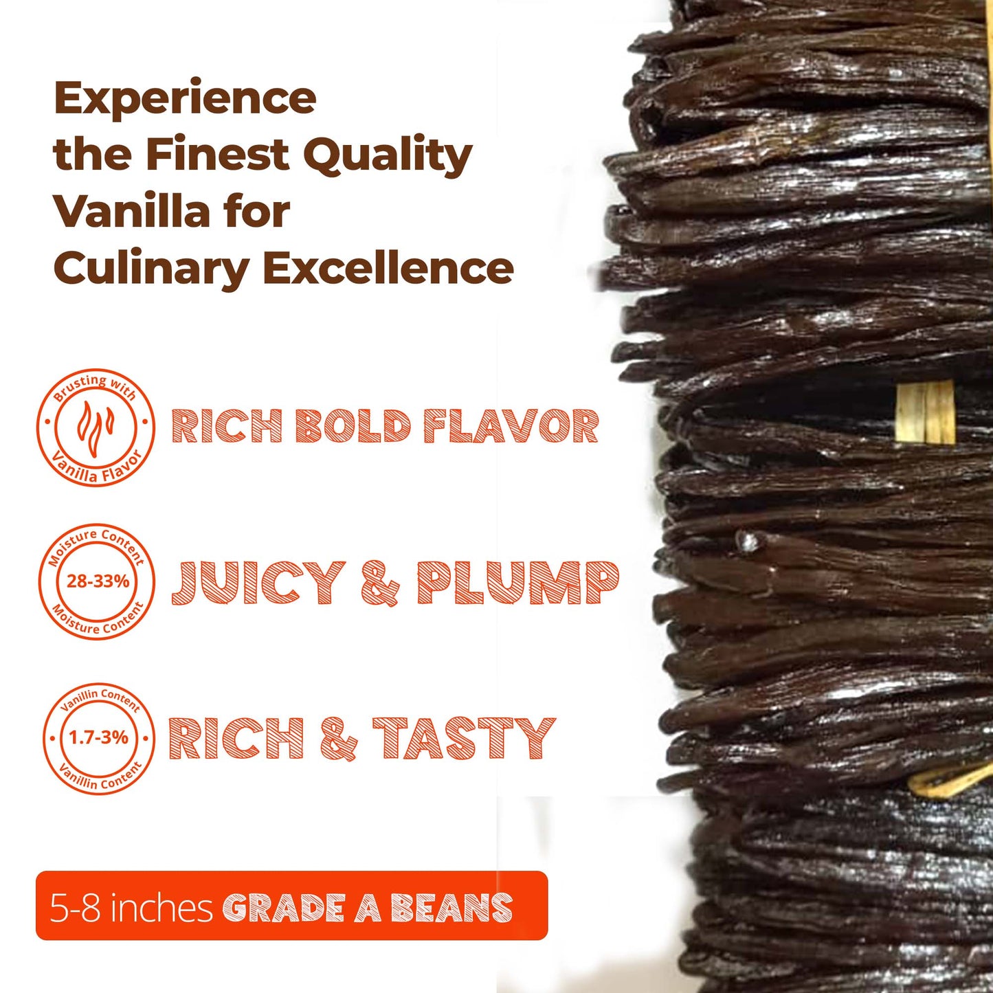 Organic Ugandan Grade A Vanilla Beans Bulk