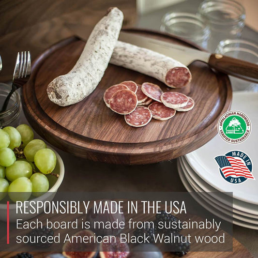 Virginia Boys Kitchens Small Round Walnut Charcuterie Board