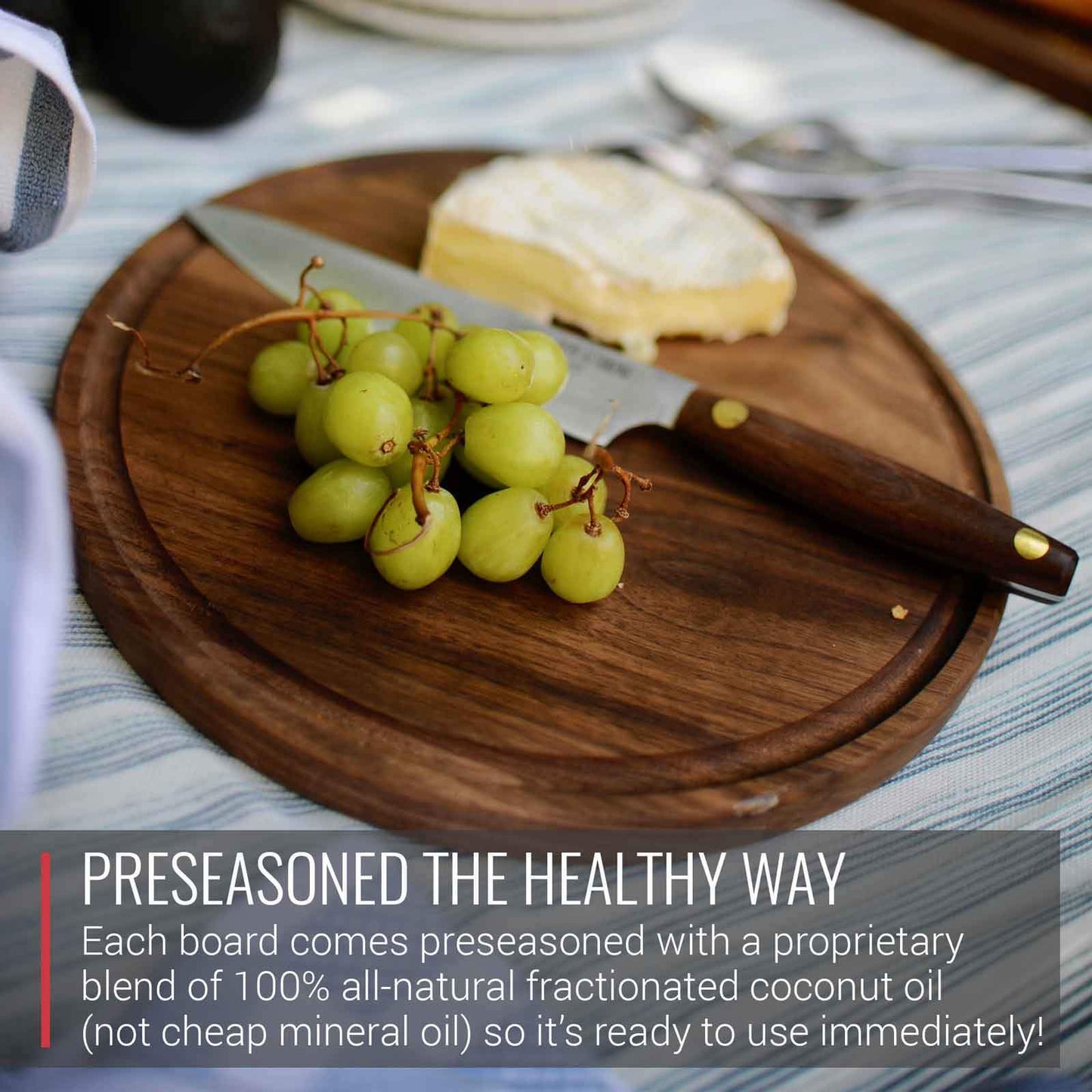 Virginia Boys Kitchens Small Round Walnut Charcuterie Board