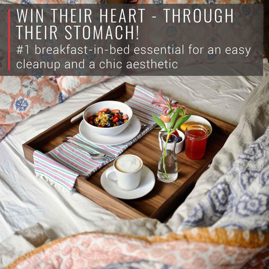 Virginia Boys Kitchens 20 x 20 Inch Square Walnut Wood Serving and Coffee Table Tray with Handles