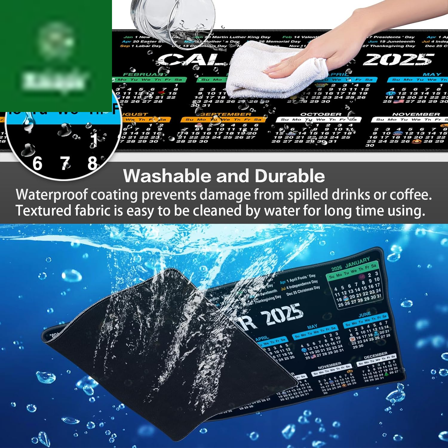 2025 Calendar Mouse Pad with Holidays, 31.5X15.7Inch Large Extended Big Computer Mousepad Premium-Textured & Waterproof Desk Mat