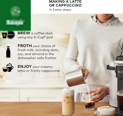 K-Cafe Single-Serve K-Cup Coffee Maker, Latte Maker and Cappuccino Maker, Comes with Dishwasher Safe Milk Frother, Coffee Shot Capability, Compatible with All  K-Cup Pods, Dark Charcoal