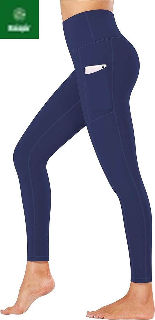 High Waist Yoga Pants, Pocket Yoga Pants Tummy Control Workout Running 4 Way Stretch Yoga Leggings