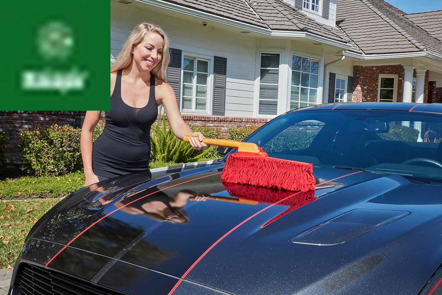 62442 Standard Car Duster with Wooden Handle,Red
