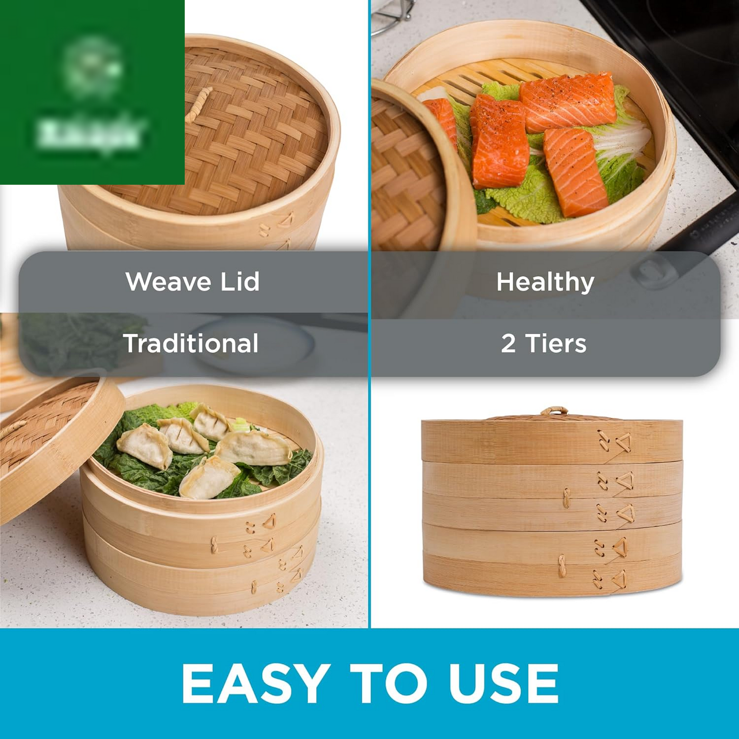 Bamboo Steamer (Classic Bamboo, 10" Diameter)