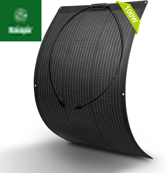 100W Flexible Solar Panel Portable Bendable 12 Volts 10BB Mono Cell for Uneven Surfaces Marine Camping Home Boat RV Surface Black