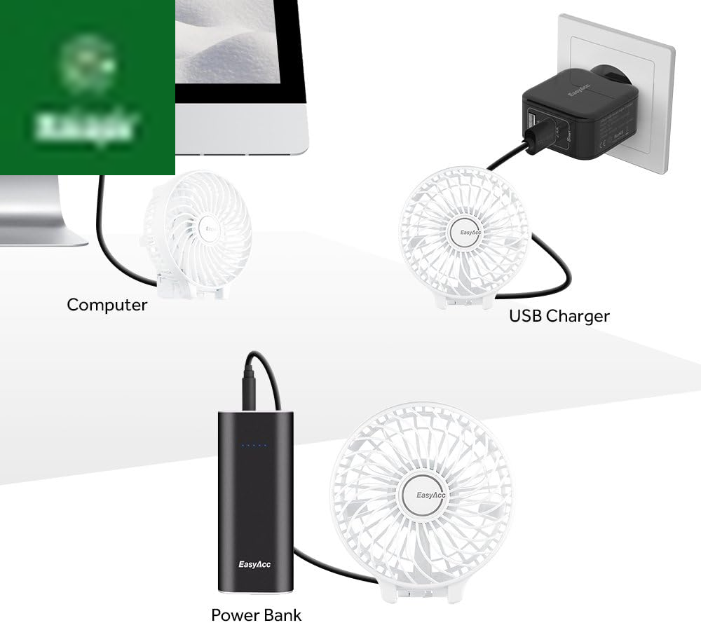 Handheld Fans [2X Crossbody Straps/2Xdiy Stickers] for Portable Fan and Phones -Up to 10H Rechargeable Foldable Hand Desktop Fan for Home and Travel - White