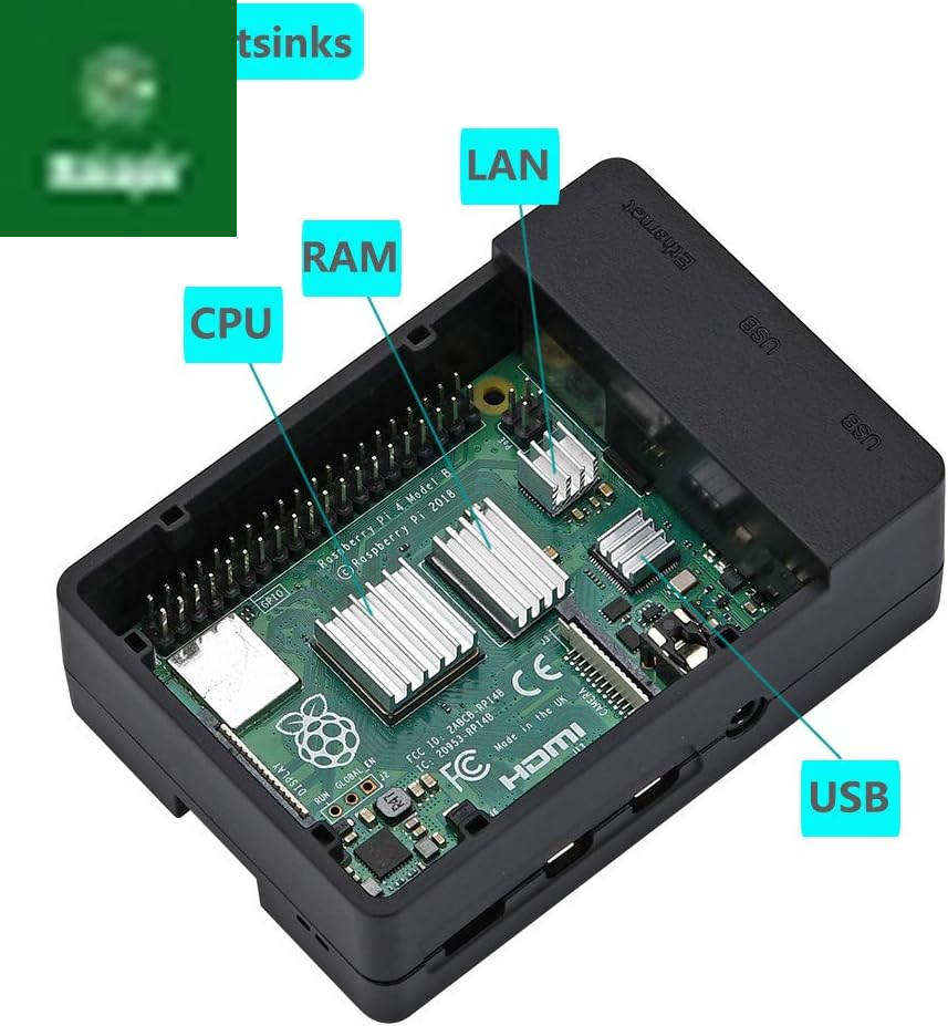 Case for Raspberry Pi 4, ABS Pi 4 Case with Cooling Fan, Pi 4 Heatsink, Simple Removable Top Cover for Pi 4 Model B/ 4B