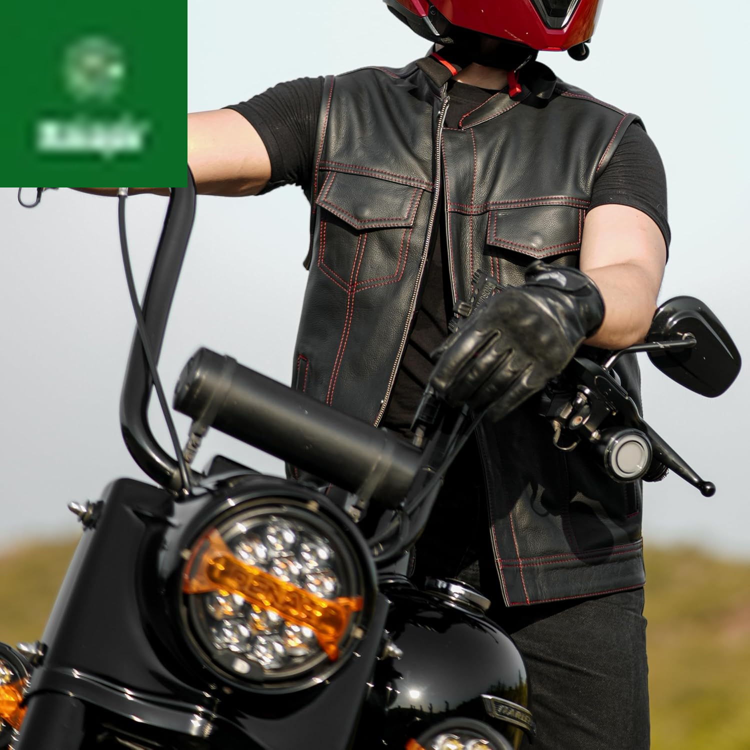 Mens Black Motorcycle Vests - SOA Club & Traditional Paisley Satin Liner Leather Biker Vests