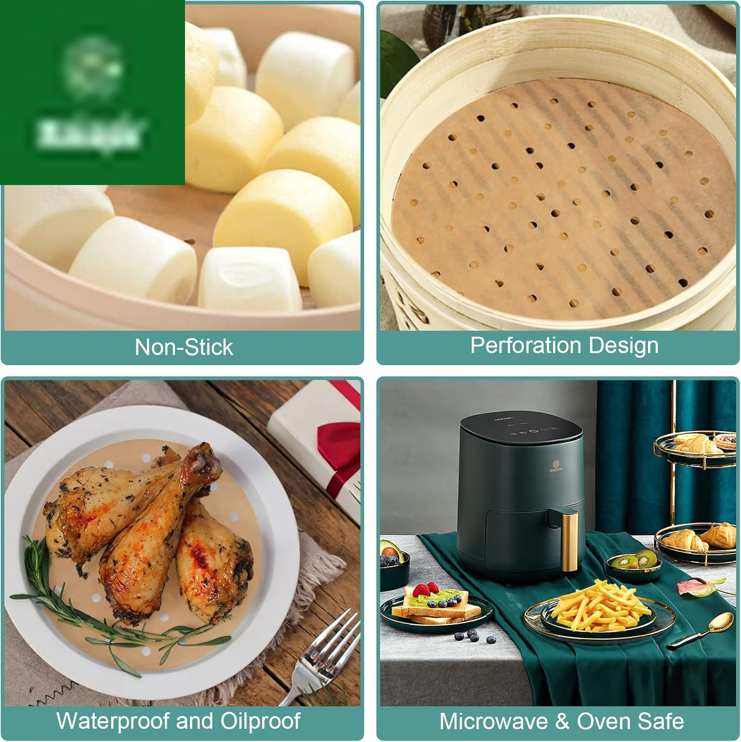 Air Fryer Parchment Paper Liners, 100 Pcs Disposable Papers Liner for 2-3QT Air Fryer Baking, 7 Inch Safe and Non-Stick Unbleache Steamer Liner for Microwave, Oven, Steaming Basket