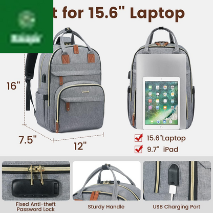 Laptop Backpack for Women & Men, Unisex Travel Anti-Theft Work Bag, Business Computer College Backpacks Purse, Casual Hiking Outdoor Carry on Daypack with Lock, Fits 15.6 Inch Laptop, Grey