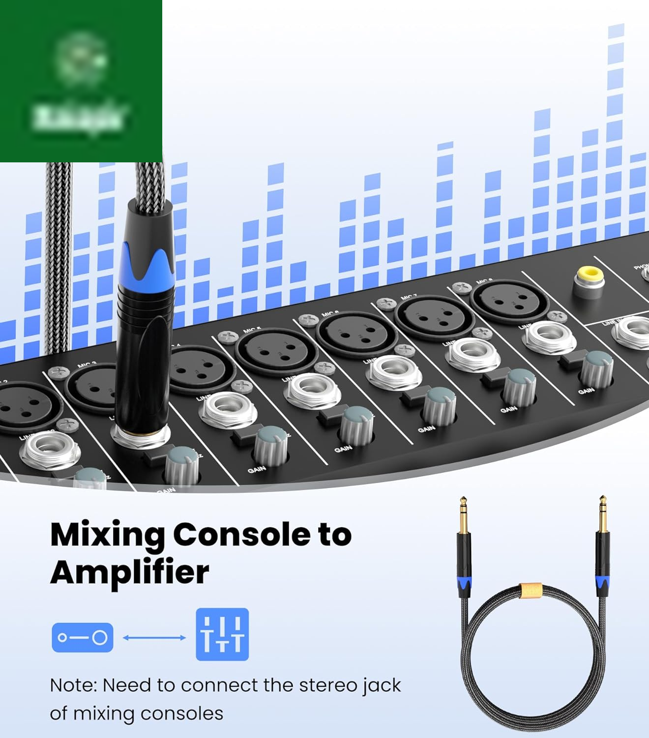 1/4 Inch TRS Cable, Quarter Inch 1/4 TRS to TRS Balanced Stereo Audio Cable Male to Male Pro Interconnect Cable Guitar Cable, Nylon Braid - 3 FT