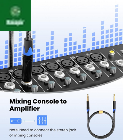 1/4 Inch TRS Cable, Quarter Inch 1/4 TRS to TRS Balanced Stereo Audio Cable Male to Male Pro Interconnect Cable Guitar Cable, Nylon Braid - 3 FT