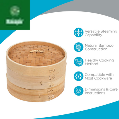 Bamboo Steamer (Classic Bamboo, 10" Diameter)