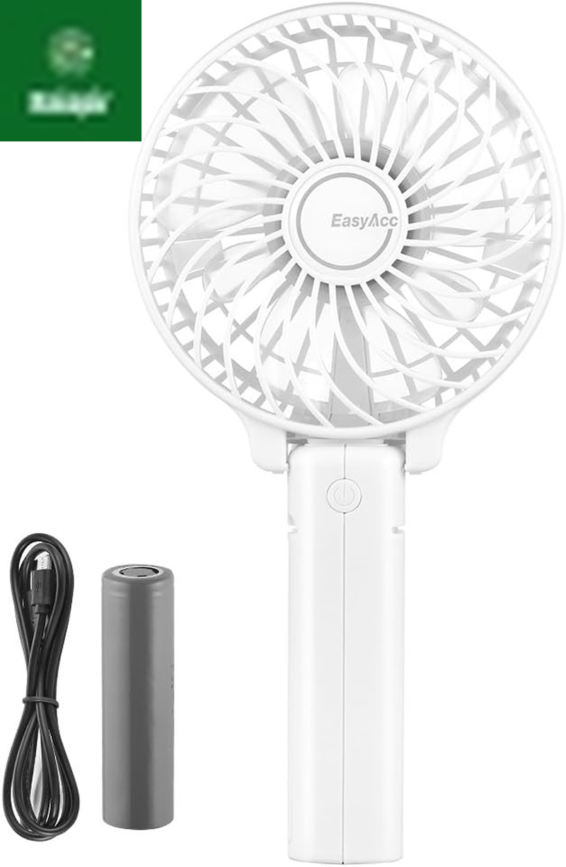 Handheld Fans [2X Crossbody Straps/2Xdiy Stickers] for Portable Fan and Phones -Up to 10H Rechargeable Foldable Hand Desktop Fan for Home and Travel - White