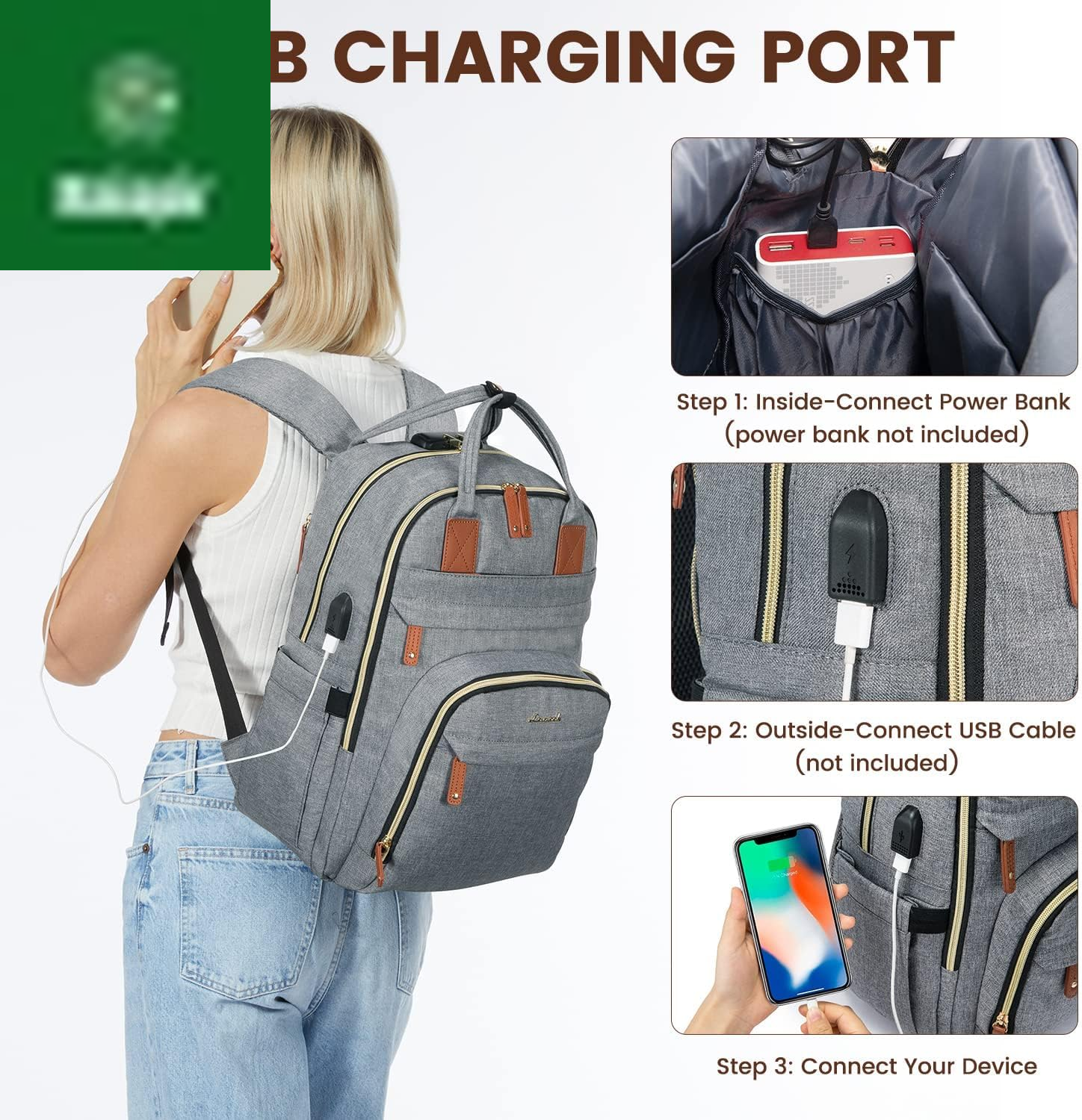 Laptop Backpack for Women & Men, Unisex Travel Anti-Theft Work Bag, Business Computer College Backpacks Purse, Casual Hiking Outdoor Carry on Daypack with Lock, Fits 15.6 Inch Laptop, Grey