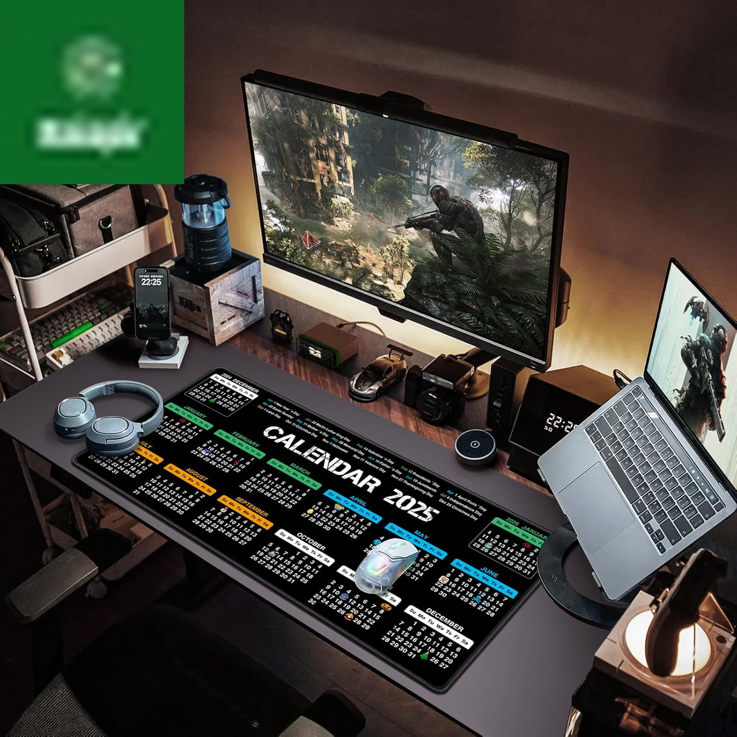 2025 Calendar Mouse Pad with Holidays, 31.5X15.7Inch Large Extended Big Computer Mousepad Premium-Textured & Waterproof Desk Mat