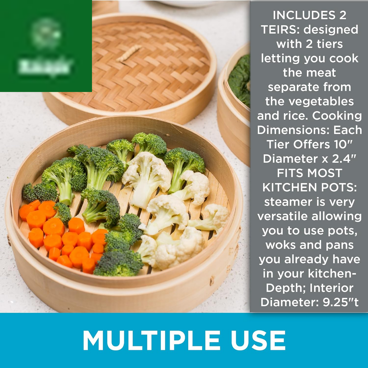 Bamboo Steamer (Classic Bamboo, 10" Diameter)