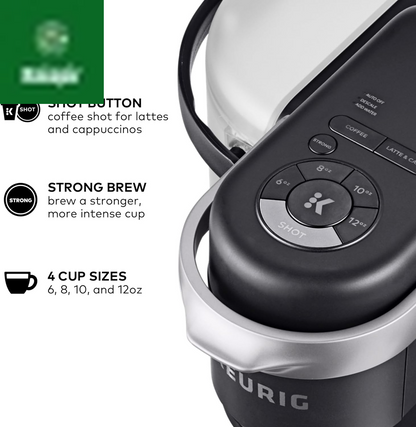 K-Cafe Single-Serve K-Cup Coffee Maker, Latte Maker and Cappuccino Maker, Comes with Dishwasher Safe Milk Frother, Coffee Shot Capability, Compatible with All  K-Cup Pods, Dark Charcoal