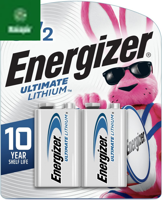 Ultimate Lithium 9V Batteries (2 Pack), Lithium 9 Volt Batteries