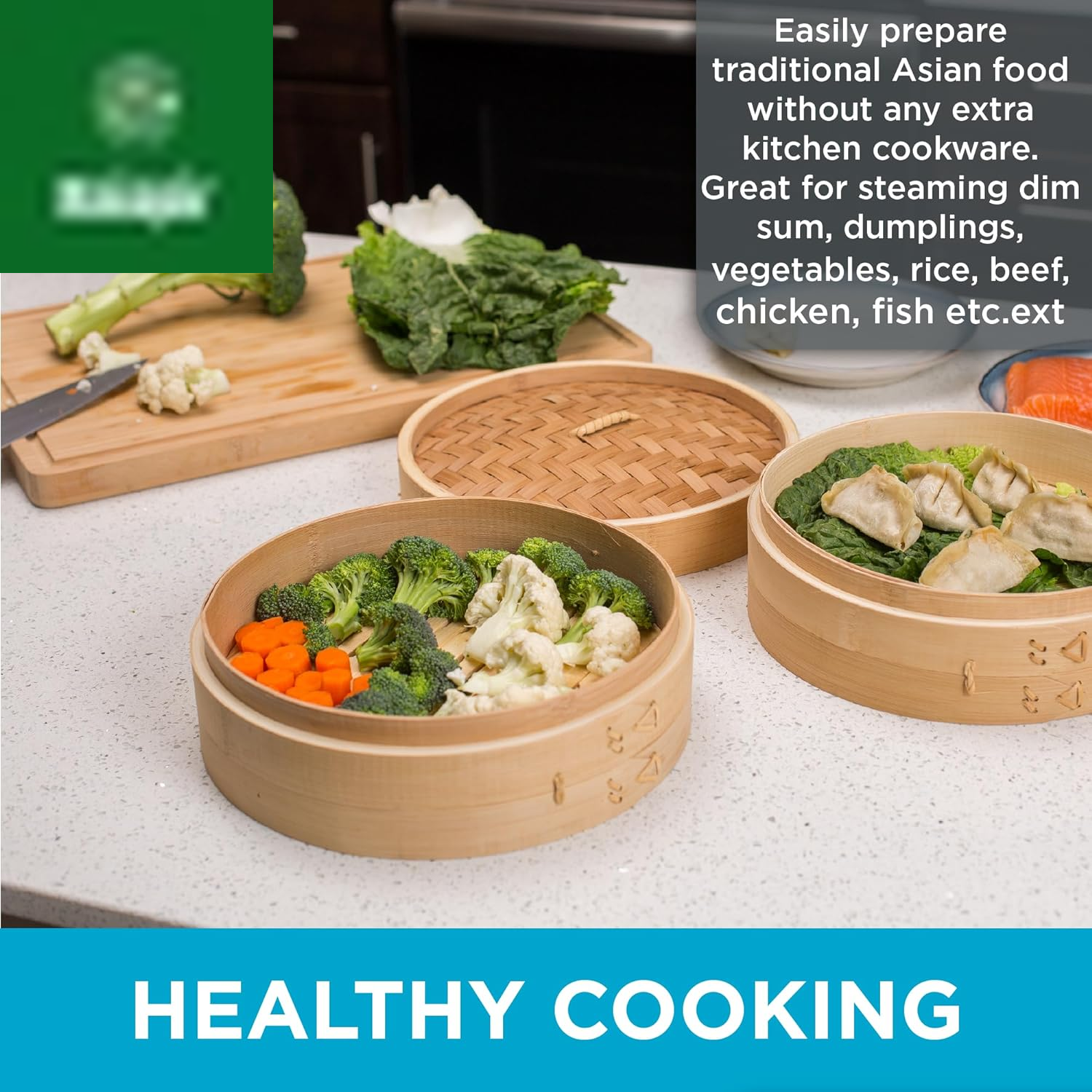 Bamboo Steamer (Classic Bamboo, 10" Diameter)