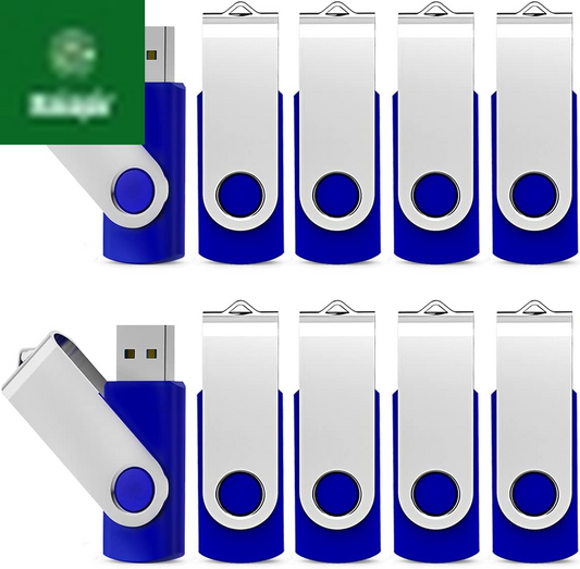 10 Pack 64GB USB 2.0 Flash Drive Thumb Drive, Blue