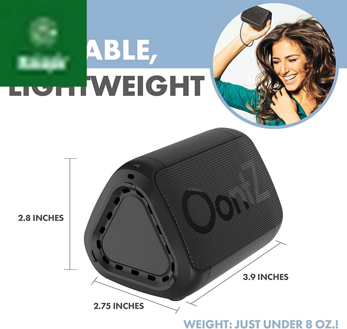 Oontz Angle Solo Portable Bluetooth Speaker 5.0-5W Sound, 10-Hr Battery, 100Ft Wireless Range, IPX5 Water-Resistant, Budget-Friendly Small Speaker for Travel, Party, Outdoor or Home (Black)