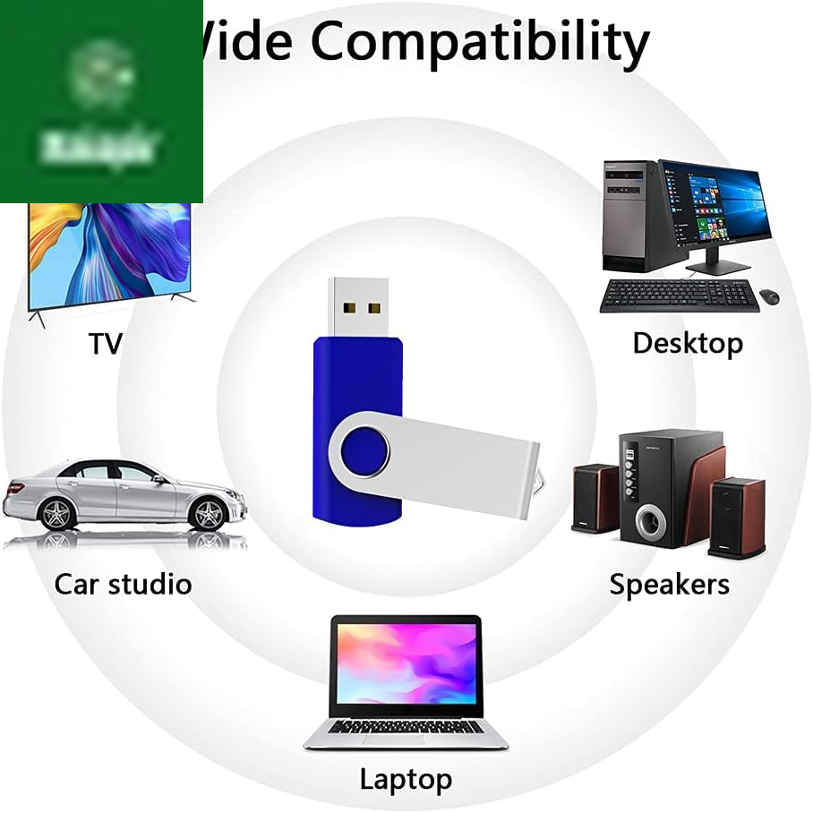 10 Pack 64GB USB 2.0 Flash Drive Thumb Drive, Blue
