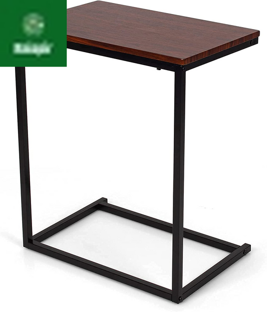 Sofa Side Table C Shaped Table, Vintage Couch Table Sofa Side Table for Coffee Snack Laptop, Living Room TV Tray End Table