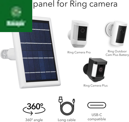 Solar Panel Compatible with Ring Spotlight Cam/Plus/Pro Battery, Stick up Cam/Pro & Outdoor Cam plus Battery - Continuous Power for Ring Surveillance Camera (3-Pack, White)
