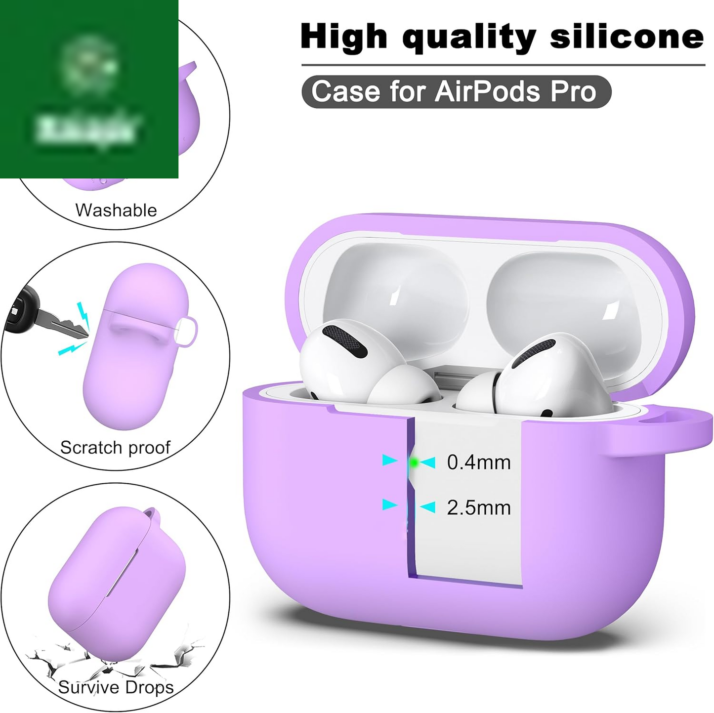 for Airpods Pro 2Nd/1St Generation Case with Cleaner Kit,Soft Silicone Protective Case Cover for Apple Airpod Pro 2/1 for Women Men,Airpods Pro Case Accessories with Keychain,Lavender