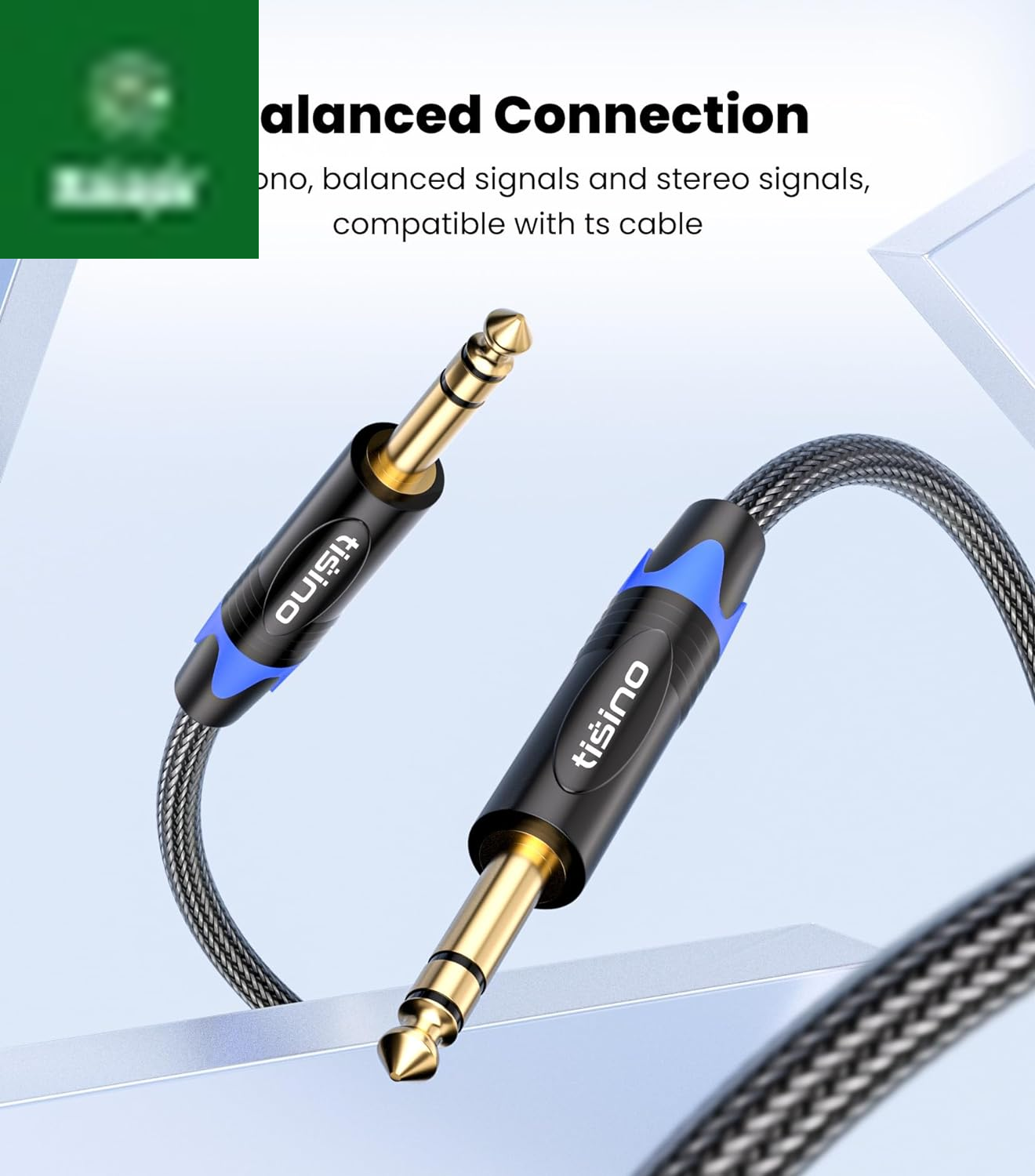 1/4 Inch TRS Cable, Quarter Inch 1/4 TRS to TRS Balanced Stereo Audio Cable Male to Male Pro Interconnect Cable Guitar Cable, Nylon Braid - 3 FT