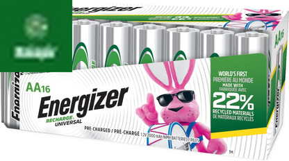 Recharge Universal Rechargeable AA Batteries (16 Pack), Double a Rechargeable Batteries