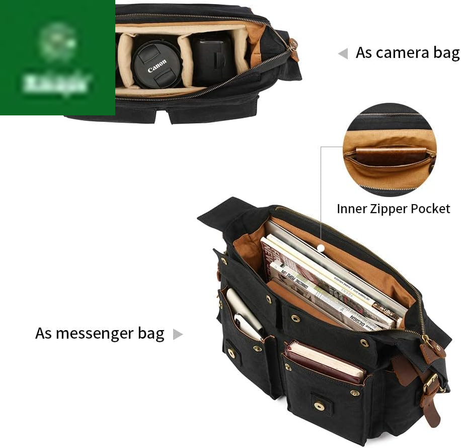Leather Canvas Camera Bag Vintage DSLR SLR Messenger Shoulder Bag