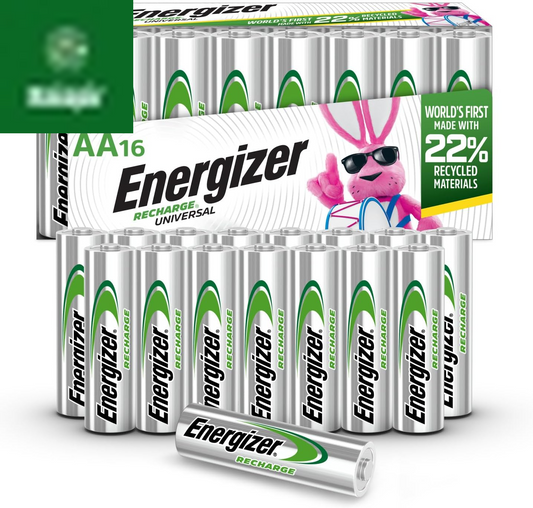 Recharge Universal Rechargeable AA Batteries (16 Pack), Double a Rechargeable Batteries
